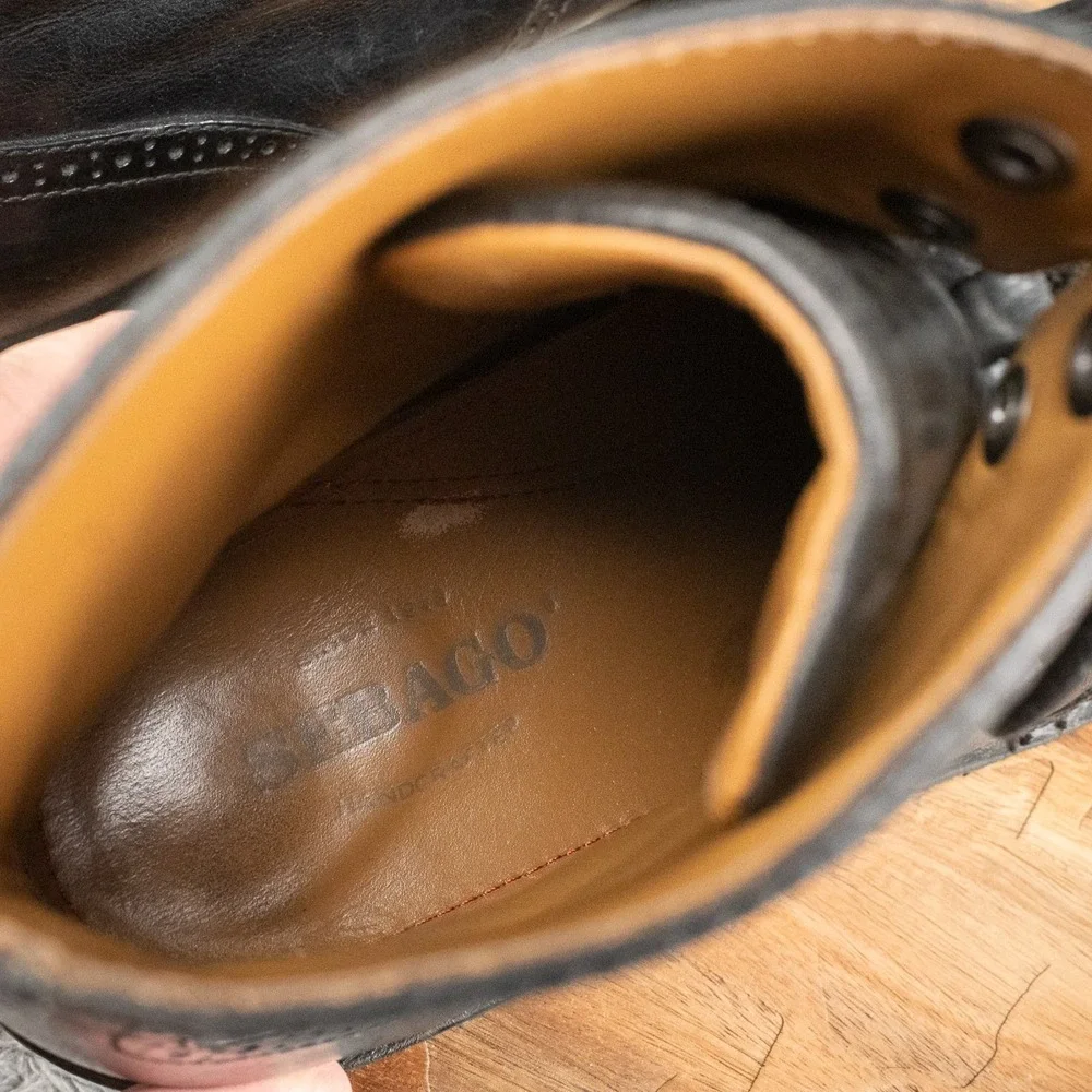 Sebago Hamilton Mens Wingtip Leather Black Boots B132000‎ Size 13 D